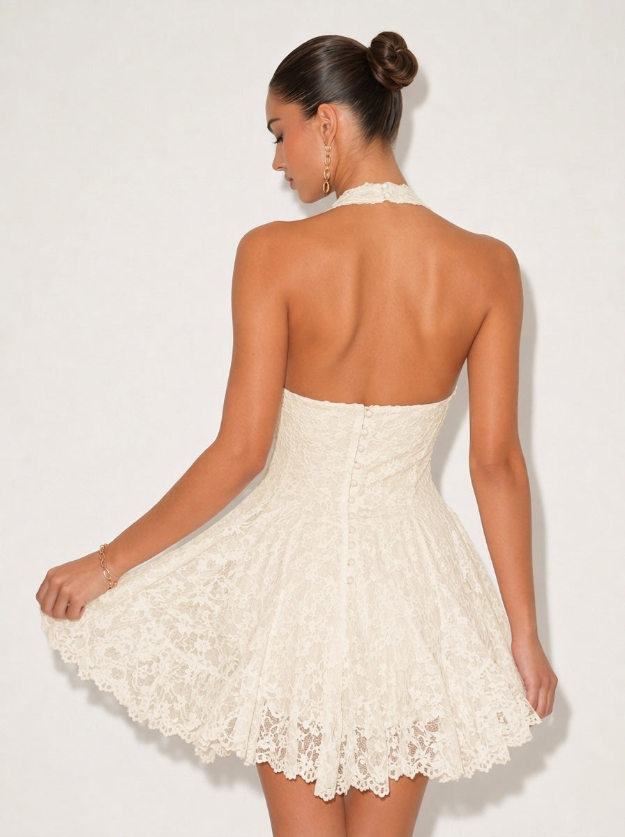Ashley Lace Halter Mini Dress
