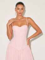 Abito lungo Colette in chiffon con corsetto