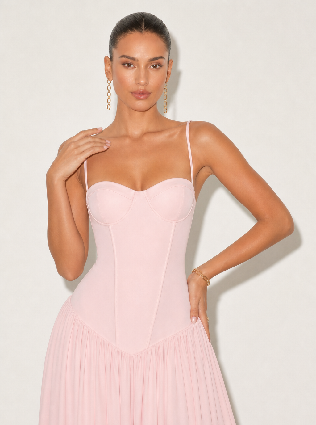 Abito lungo Colette in chiffon con corsetto