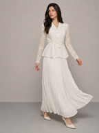 Adelina Pleated Lace Midi Dress