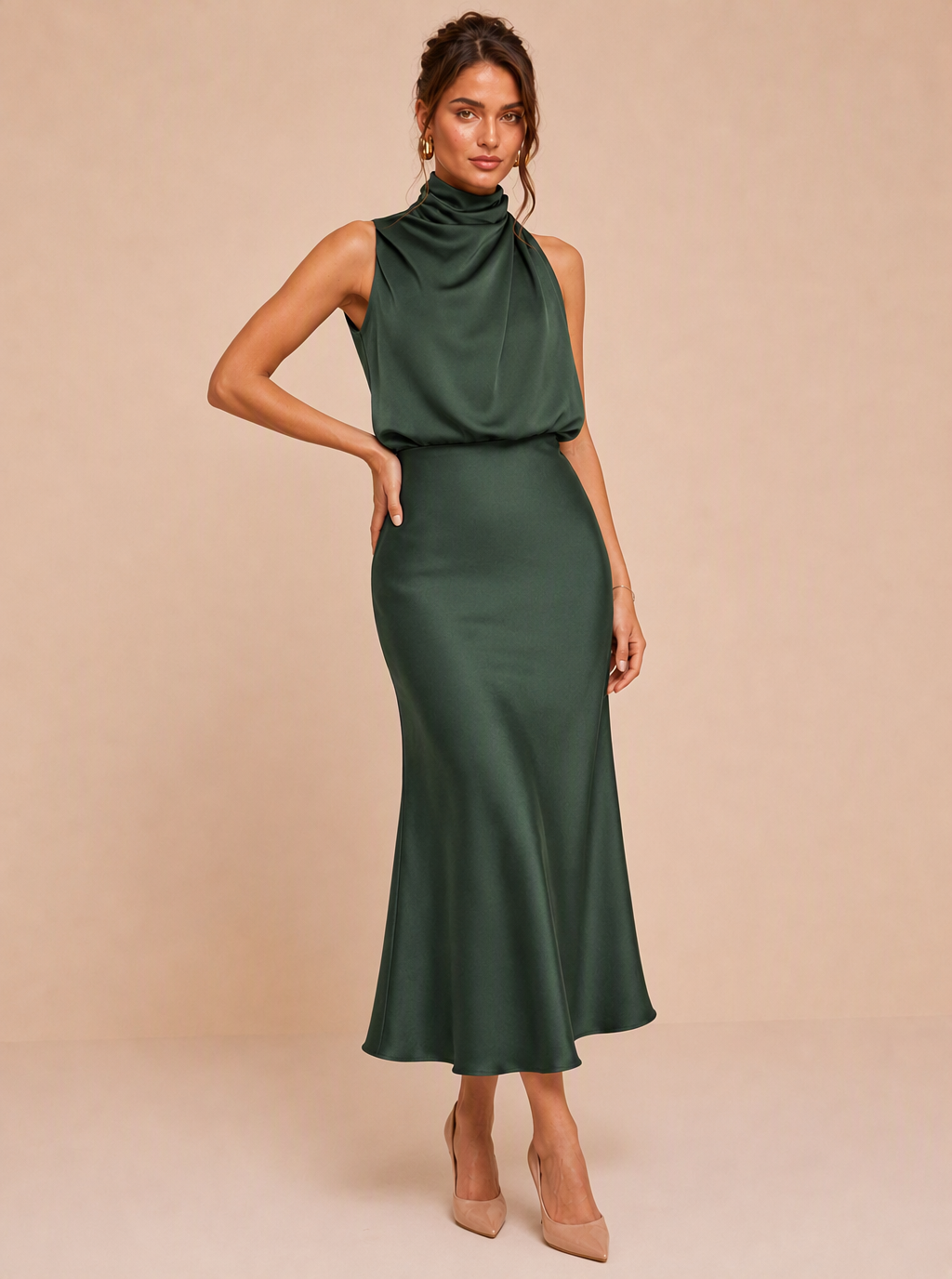 Betsy Draped Satin Midi Dress