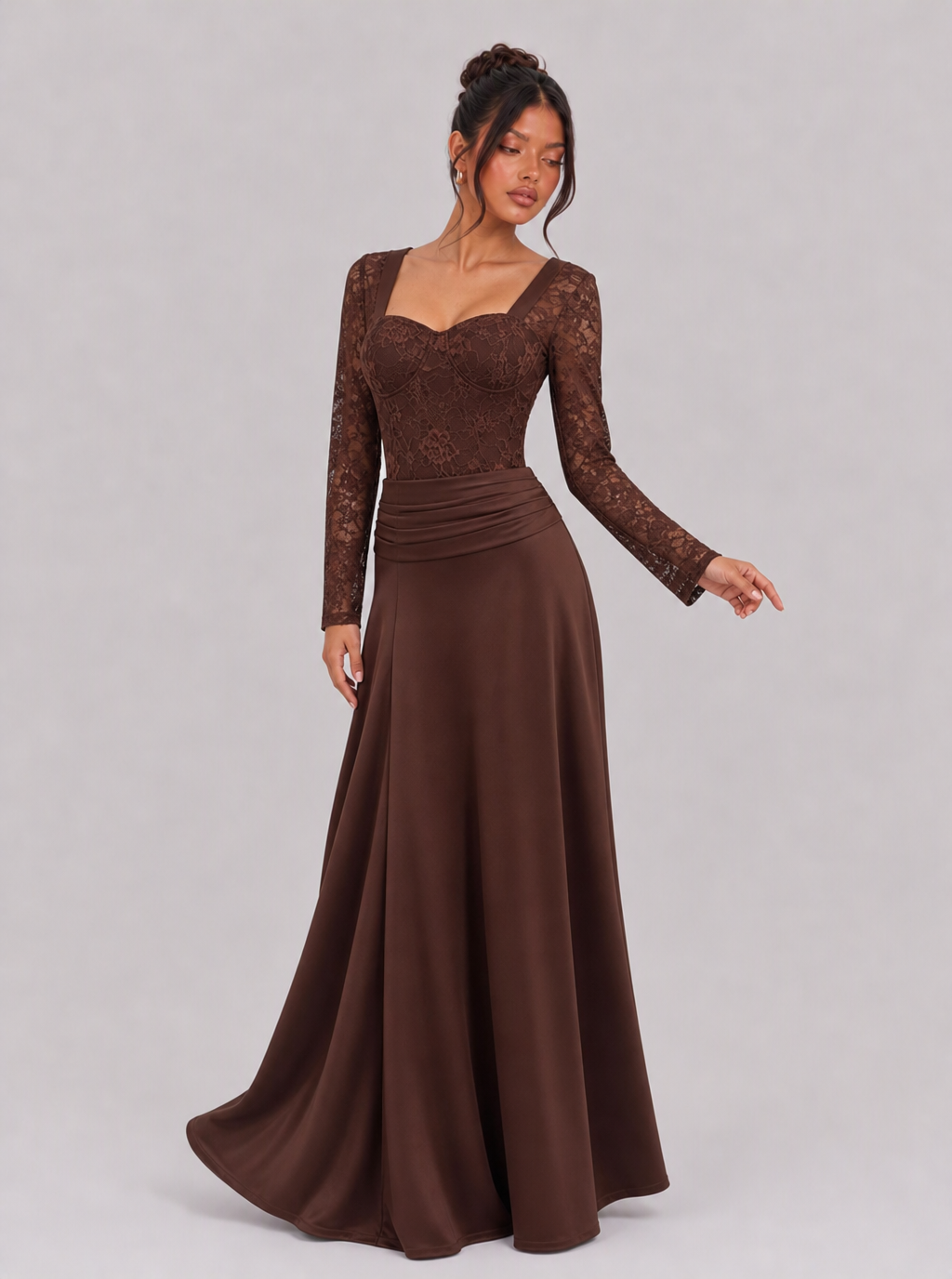 Wilhelmina Lace Sweetheart Maxi Dress