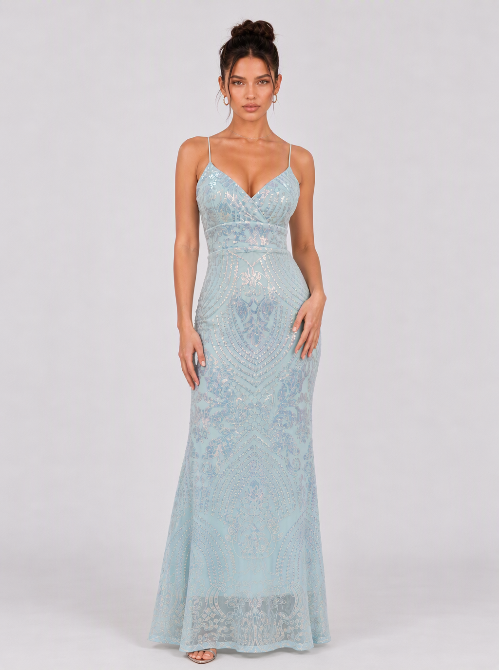Celandina Patterned Sequin Maxi Dress