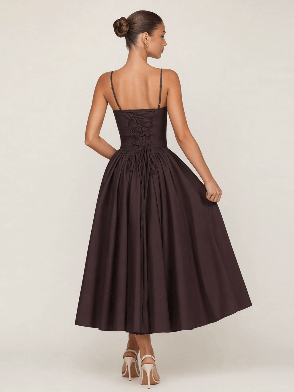 V-Neck Strap Fit & Flare Midi Dress