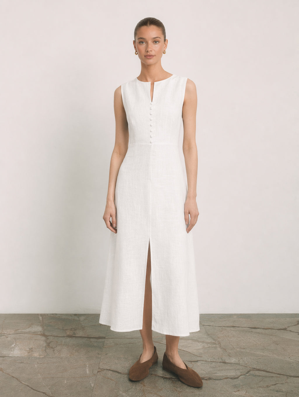 Women's Sleeveless Linen Maxi Dress