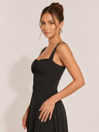 Olivia Ruched Square Neck Midi Dress