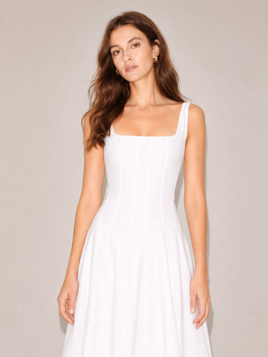 Square Neck A-Line Midi Dress