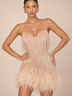 Zephrina Tavia feather sequin mini dress