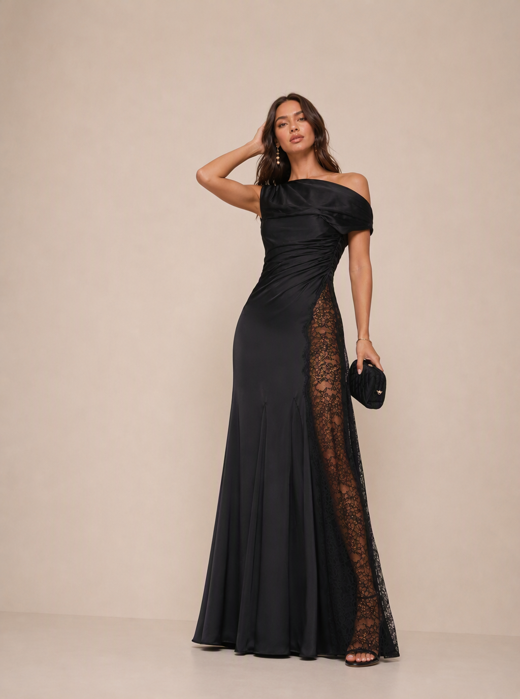 Ravelia Lace Panel Maxi Dress