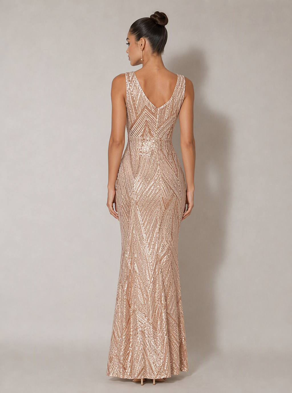 Zephrina Fidelia sleeveless sequin maxi dress in gold