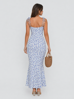 Zephrina Ditsy Floral Tie Midi Mermaid Dress