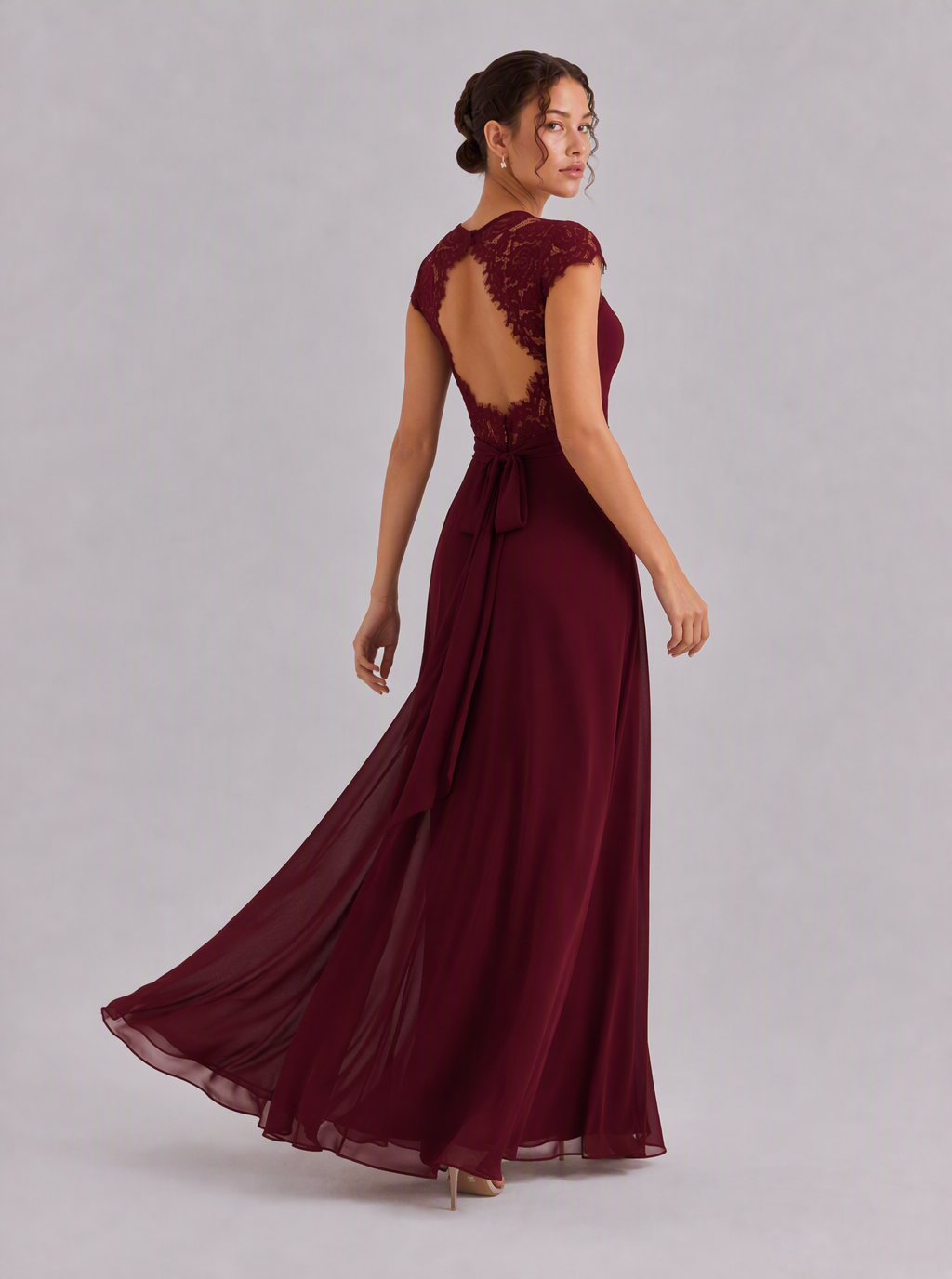 Zephrina Xaviera flutter-sleeve chiffon maxi dress
