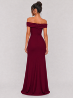 Zephrina Melisande off-shoulder slit maxi dress in red