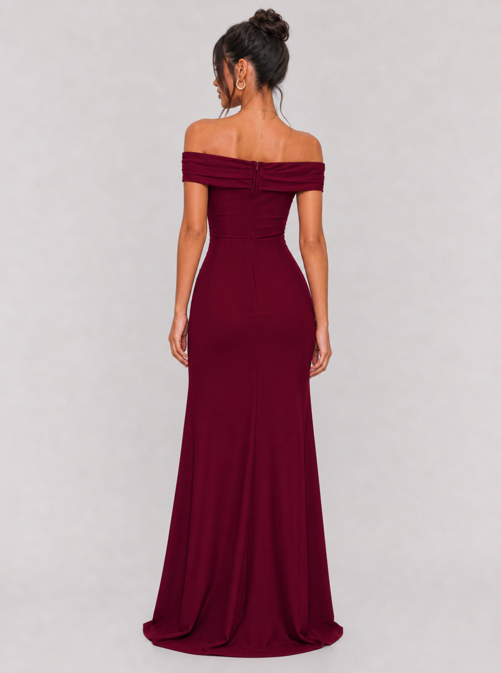 Zephrina Melisande off-shoulder slit maxi dress in red