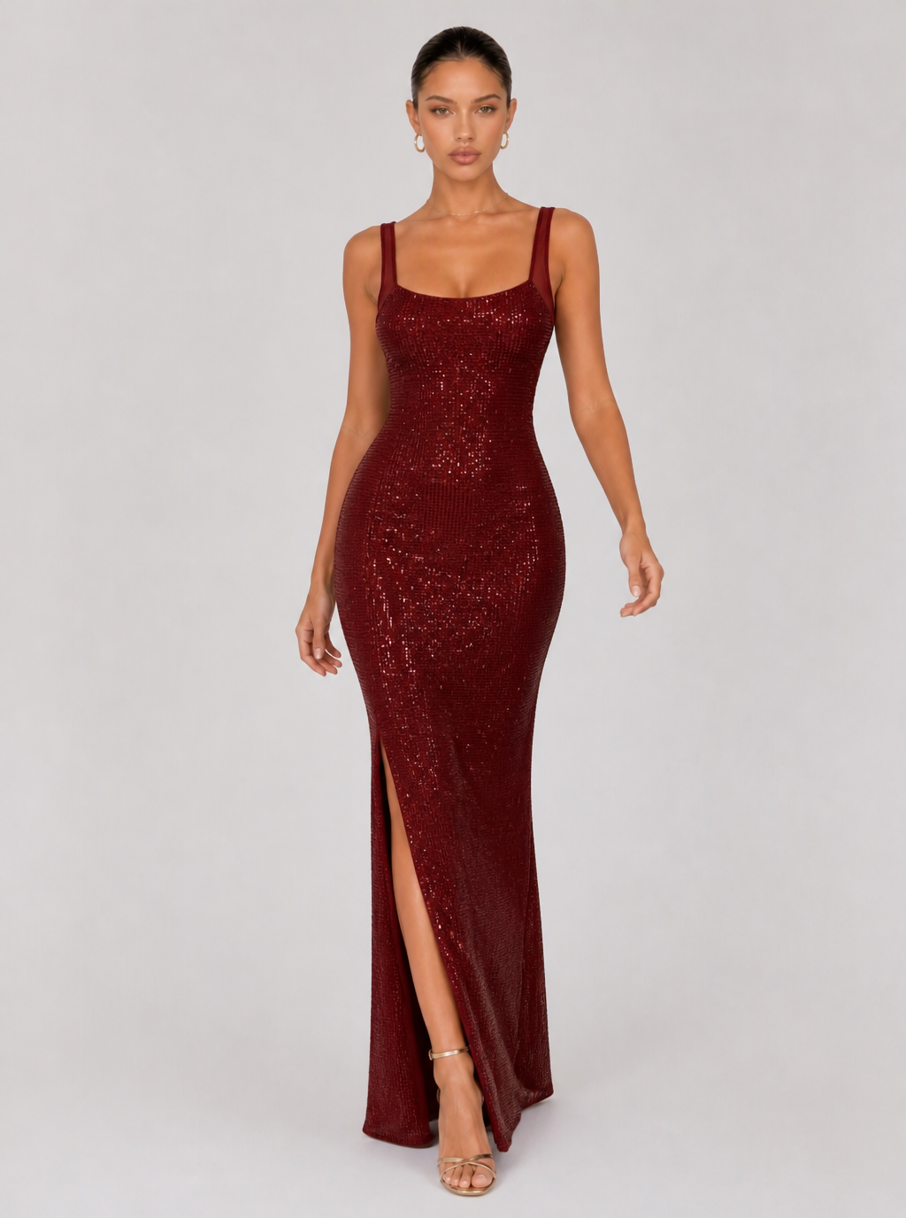 Zephrina Marcelline open-back shimmer maxi dress in red