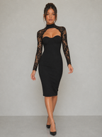 Zephrina Soline lace-yoke cutout midi dress