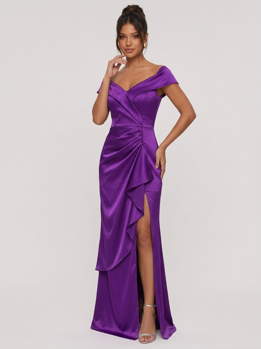 Zephrina Honora ruched satin maxi dress
