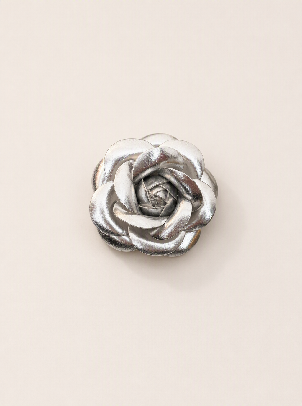 Zephrina Althea sculpted rose brooch in silver