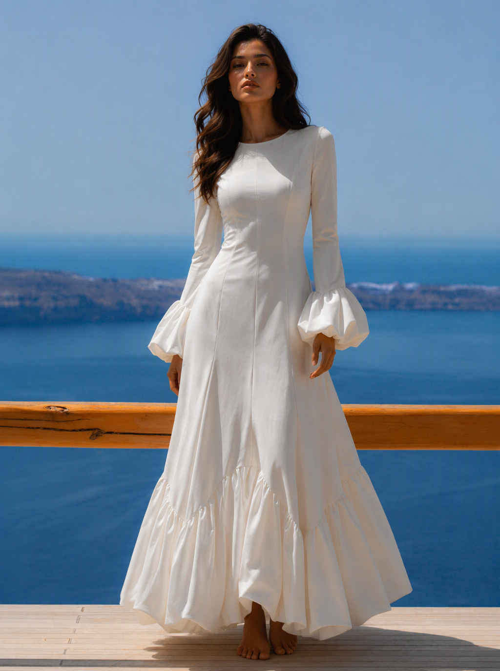 Zephrina Eulalie ruffle-hem maxi dress in white