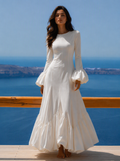 Zephrina Eulalie ruffle-hem maxi dress in white