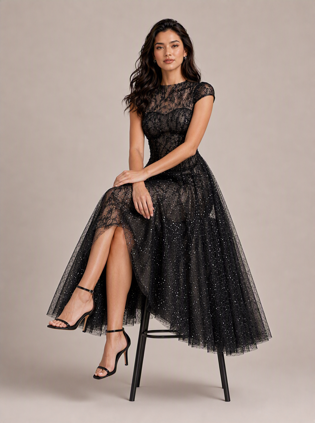 Zephrina Briseis sequin lace midi dress