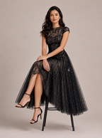 Zephrina Briseis sequin lace midi dress