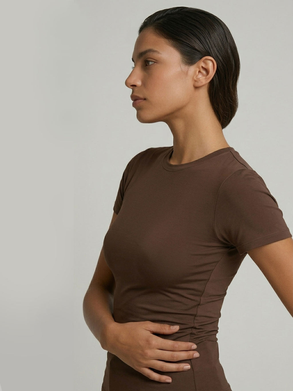 Barbara Basic Rundhals Cropped T-Shirt