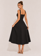 Olivia Ruched Square Neck Midi Dress