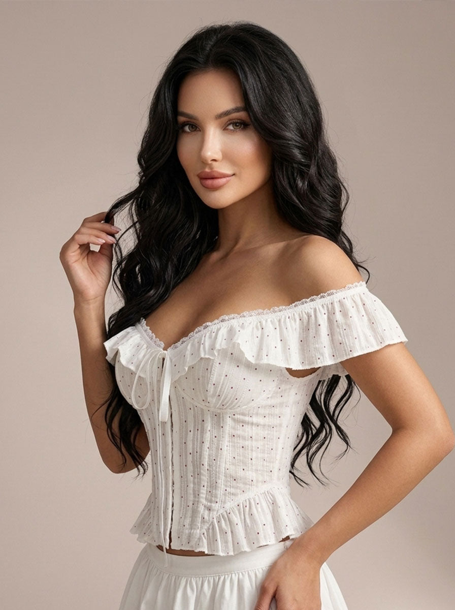 Zephrina Althea ruffle corset bra in white