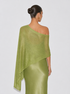 Zephrina Dahlia asymmetric knit poncho top in green