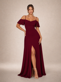 Zephrina Xavielle off-shoulder slit maxi dress in burgundy