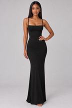 Zephrina Rosalina square-neck maxi dress in black