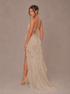 Zephrina Ophelia lace appliqu¨¦ high-low maxi dress in cream