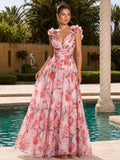Madison Maxikleid mit 3D-Blumenriemen