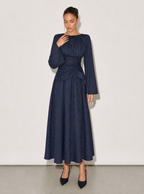 Zephrina Annora striped twist midi dress in navy