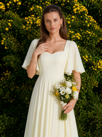 Zephrina Giselle flutter-sleeve chiffon maxi dress in yellow