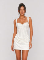 Zephrina Ianthe corset-bodice mini dress in white