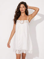 Zephrina Aminta lace trim mini dress in white
