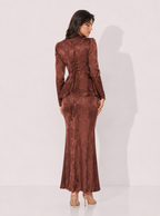 Zephrina Sidonie jacquard satin set in coffee