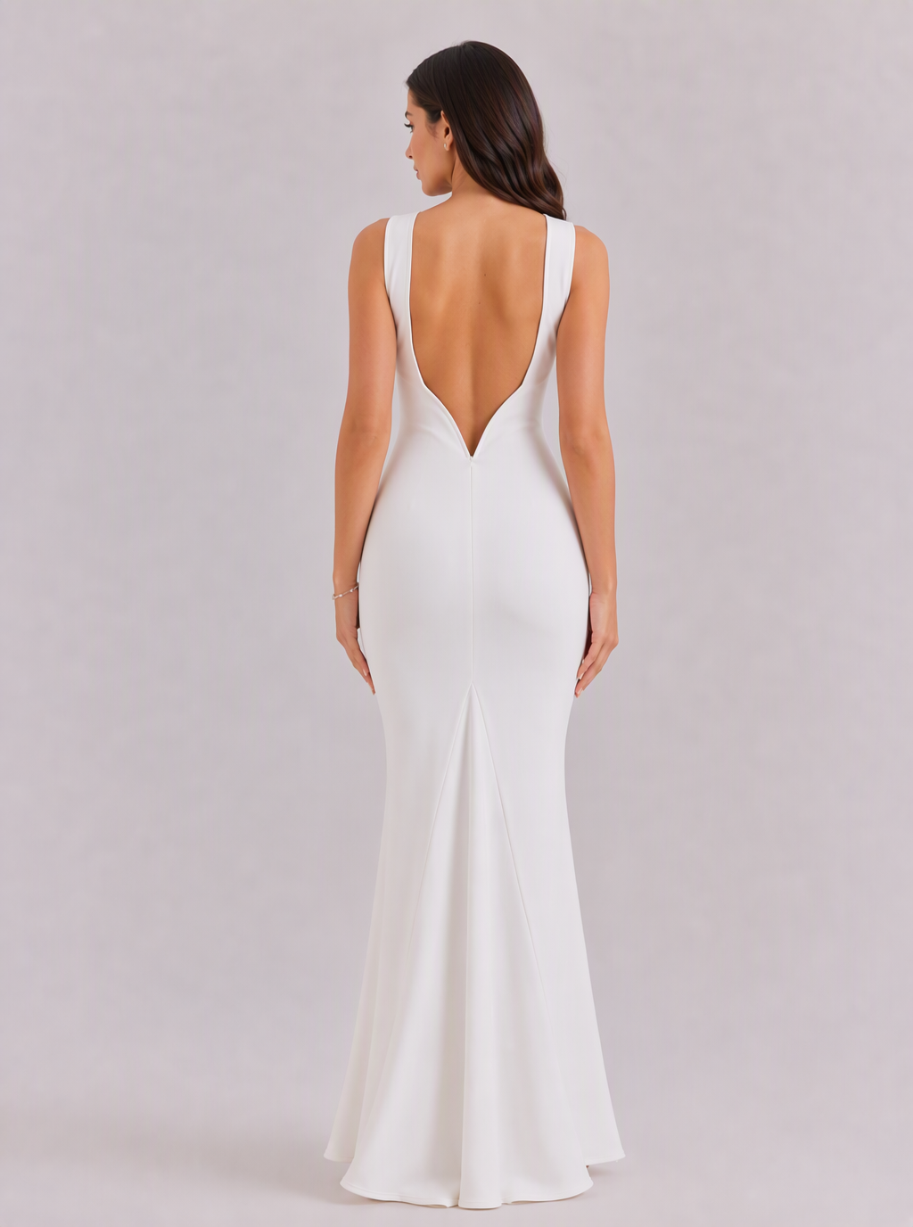 Zephrina Carmelina low-back satin maxi dress in white