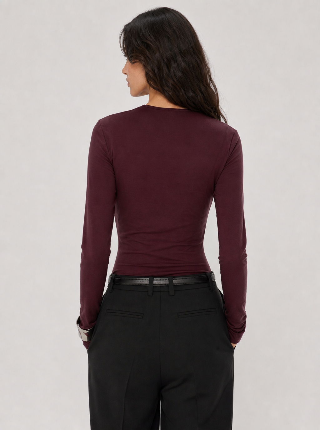 Zephrina Livia ruched knit top in dark purple