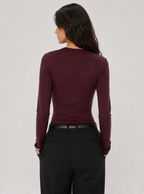 Zephrina Livia ruched knit top in dark purple