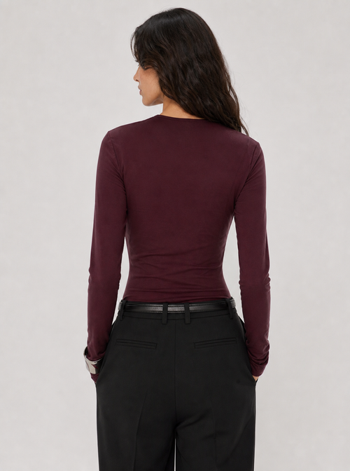 Zephrina Livia ruched knit top in dark purple