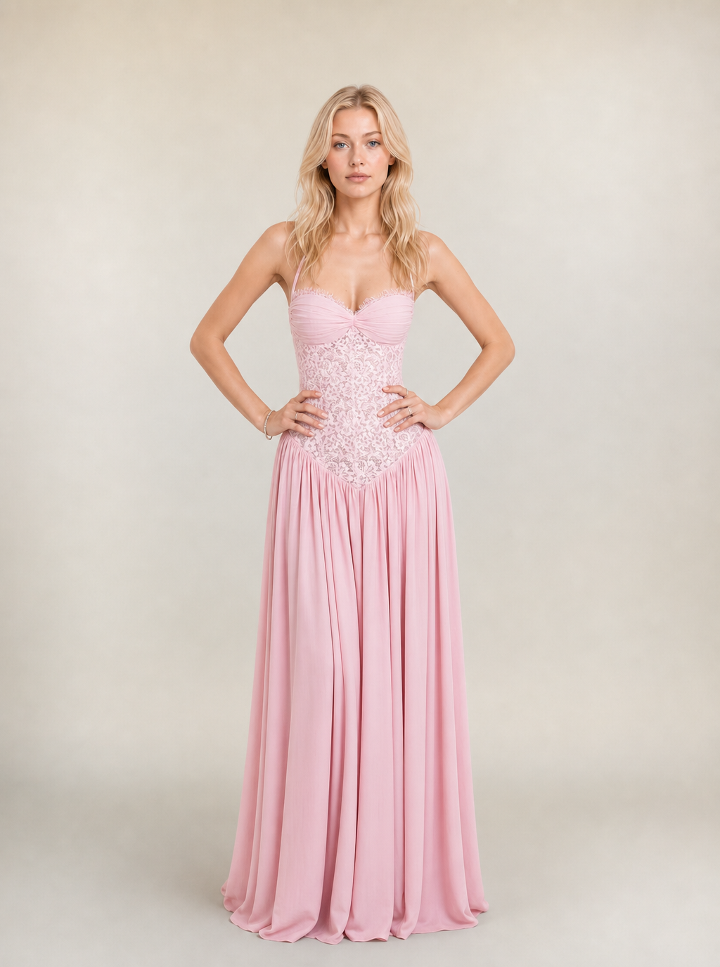 Lillian Corset Chiffon Maxi Dress
