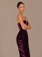 Zephrina Leonelle sculpted velvet maxi dress in berry