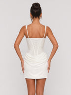Zephrina Ianthe corset-bodice mini dress in white