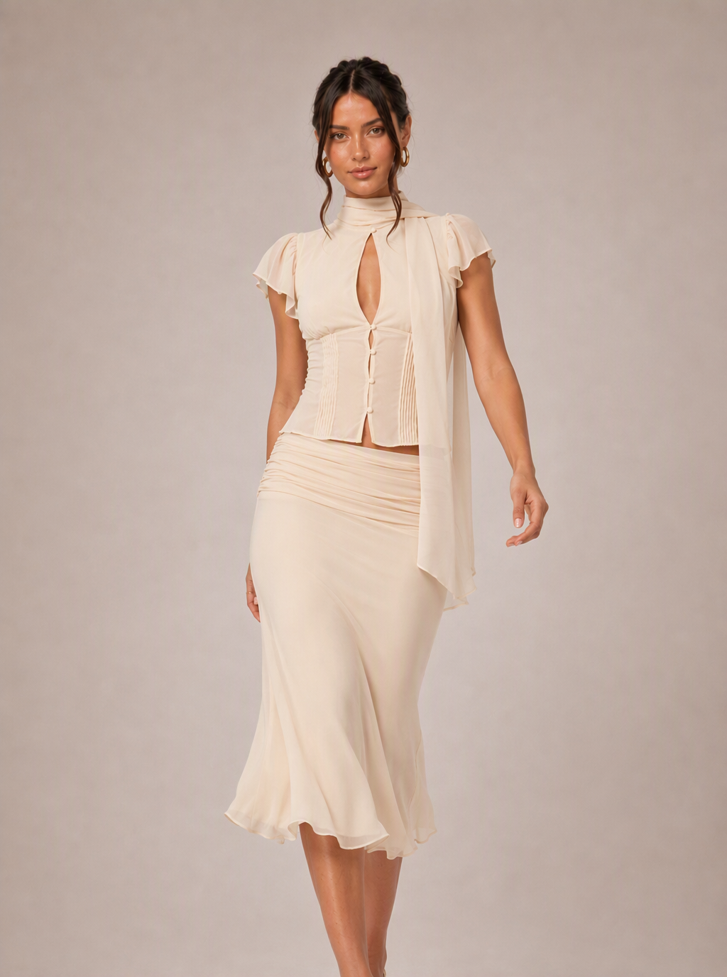 Zephrina Ravielle cutout skirt set