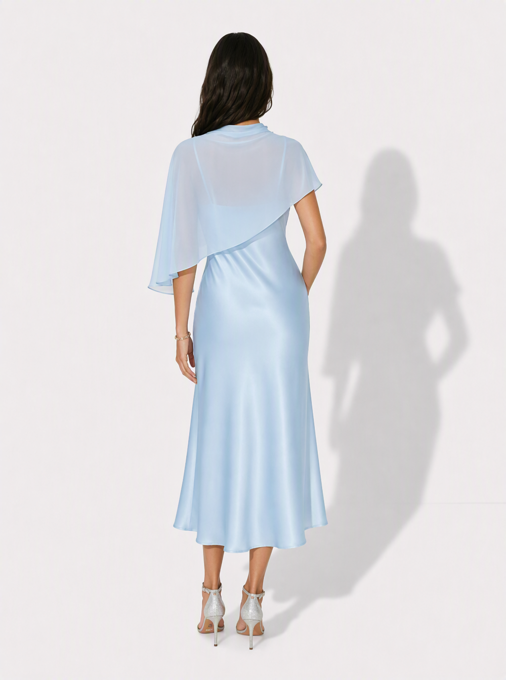 Zephrina Elaria cape overlay midi dress in blue