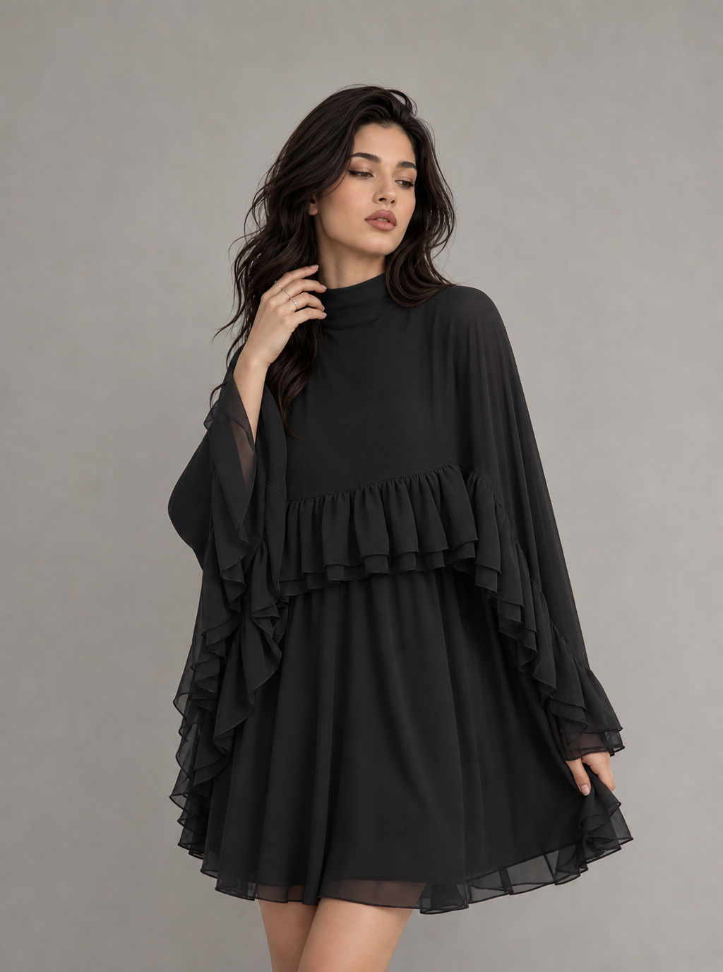 Cressida Ruffle Chiffon Mini Dress