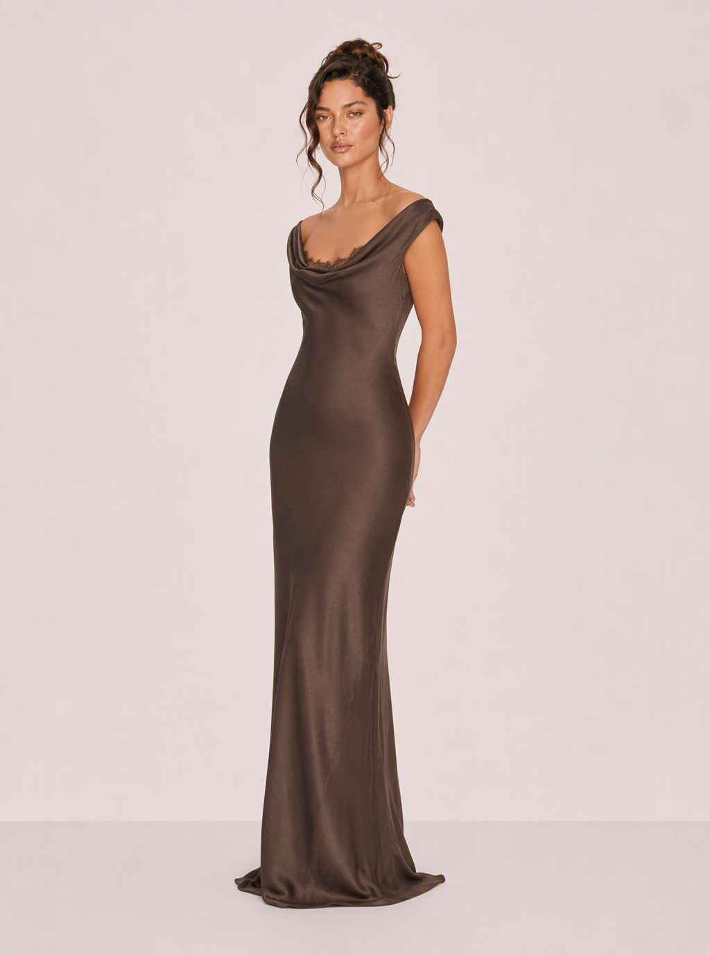 Zephrina Renata cowl satin maxi dress
